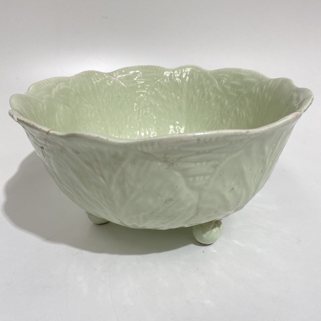 BOWL, Vintage Serving Dish - Green Cabbage Leaf